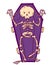 Scary skeleton in coffin in cartoon style. Halloween character.