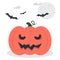 Scary smile pumpkin jack o lantern. Halloween pumpkin. Traditional symbol of halloween