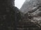 Scary steep hiking path stairs on steep mountain. hiking path stone, brienzer rothorn switzerland