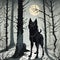 Scary wolf moon lit background forrest scene seq 2 of 9