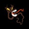Scary worm monster. Funny evil serpent or dragon. Dangerous parasite fantastic animal.