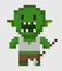 Scary Zombie, Green Troll with Arrow Weapon Pixel