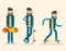 Scater Adult Man Geek Happy Hipster Character Drink Coffee Icon Set Symbol Stylish Background Flat Design Template