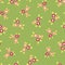 Scattered ditsy flowers green pink coral seamless vector pattern. Small folk florals repeating background. Coordinate for my