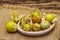 Scattered edible physalis with dry husk