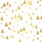 Scattered gold foil triangles on white seamless vector pattern. Abstract geometric background. Abstract mountain landscape in