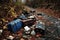 scattered luggage and personal items at crash site