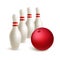 Scattered skittle and bowling ball. Vector