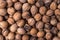 Scattered whole walnuts texture. Pattern, nuts background, texture close-up.