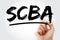 SCBA - Social Cost Benefit Analysis acronym with marker, business concept background