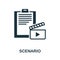 Scenario icon. Monochrome sign from video production collection. Creative Scenario icon illustration for web design