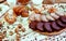 Scene with an assortment of pastries, original Nuremberg gingerbread cookies, rolls, croissants with ingredients. Top view