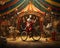 scene of a bicycle in a circus scene.