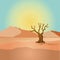 Scene with dried tree in desert field illustration