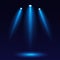 Scene illumination,  on a dark background. Bright lighting with three spotlights. Spotlight on stage for website design.vector