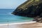 Scene at a Keem beach. People enjoy warm sunny day