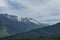 Scene with mountain top and coniferous forest in the high peak of Rila mountain