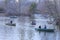 Scene of People Enjoying Boating in the Lake in Central Park,New York