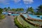 Scene of a Resort Swimming Pool Area at West Coast of Mauritius Island