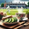 A scene reveals cucumber sandwiches arranged on a plate, with in background