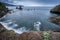 Scene of a rocky coast in autumn