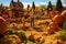 Scene set in a pumpkin patch, families picking pumpkins, children in costumes and scarecrows
