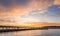 Scene of walk way on the lake when sunset in Gene Coulon Memorial Beach Park,Renton,Washington,usa.