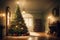 a scene where a Christmas tree takes center stage, radiating an aura of festive period in a decorated home