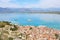 Scenery from above of Nafplio town Argolis Greece - drone view