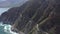 Scenery aerial view of Chapmans peak drive road along the rocky coast of Atlantic ocean