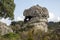 Scenery. Alcornocales Natural Park. View of the rock called La Montera del Torero, Los Barrios town,