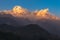 Scenery of Annapurna Massif in nepal at dusk