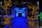 Scenery for children`s parties. The magical luminous openwork corridor