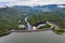 Scenery of Dam in tropical rainforest with hydro power plant in national park