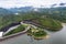 Scenery of Dam in tropical rainforest with hydro power plant in national park