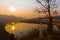 The scenery of the evening sunset along the Mekong River at the Skywalk in Chiang Khan Province