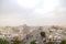 Scenery high view of jeddah city and Black sea with cloudy sky before rain in Saudi Arabia.