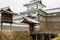 Scenery of the Kanazawa castle park in Kanazawa, Japan. Traditional japanese castle with garden, japanese culture.
