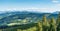 Scenery of Kysucka vrchovina and Krivanska Mala Fatra mountains from view tower above Zborov nad Bystricou village in Slovakia