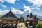 Scenery of Lempuyang Temple with Gunung Batur