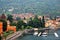 Scenery of Lenno in Lombardy Italy, a lakeside town by Lago di Como with view of ferry boats parking by the dock