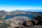 Scenery of Mount Rinjani, active volcano and crater lake from the summit, Lombok - Indonesia