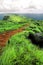 Scenery mountain and amazing meadow in rainy season.