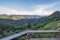 Scenery of mountain range and beautiful sky from Baan Jabo Village viewpoint,Pang Mapha,Mae Hong Son,Northern Thailand.