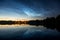 Scenery night sky with silvery clouds noctilucent clouds