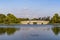 The scenery of the North Lake National Wetland Park in Changchun, China with lotus in full bloom