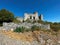 Scenery of the old medieval Templar vestige , fortress ruins at Allegre les fumades, Gard, France