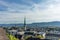 Scenery of old town of Zurich, Switzerland from University hill in summer