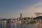 Scenery of panorama of Victoria harbor of Hong Kong city at dusk