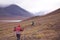 Scenery of people walking in the beautiful Gates of the Arctic National Park